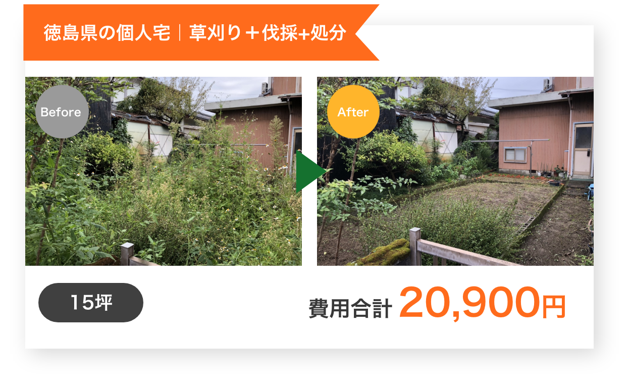 徳島県個人宅の草刈り、伐採と処分